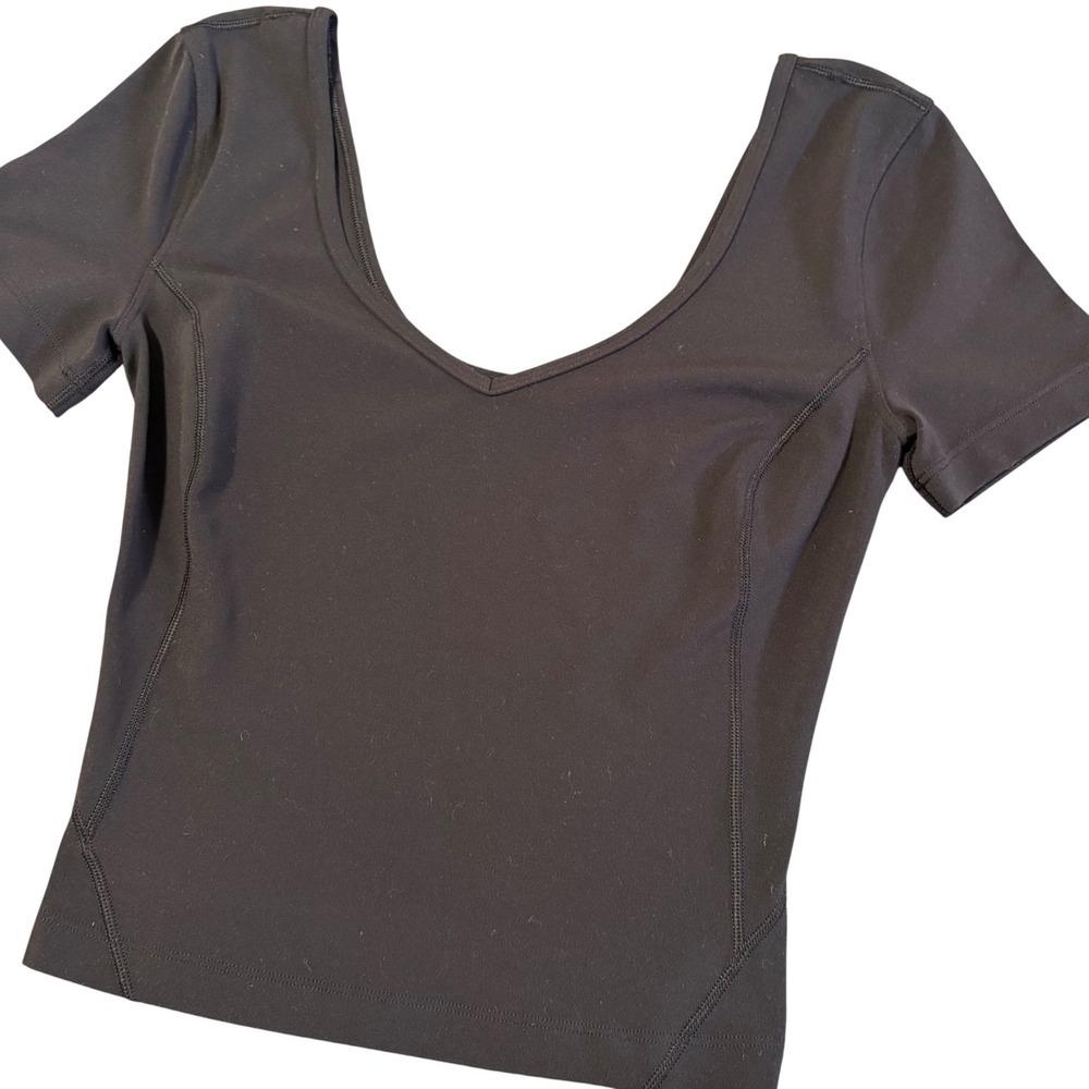 Lululemon Align T-Shirt Womens 4 Black Nulu Short Sleeve Yoga Top Slim Fit